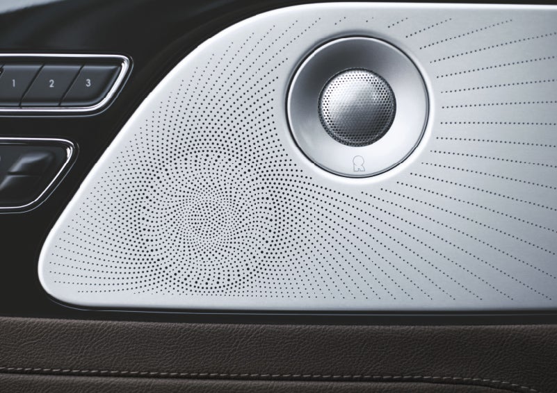 Two speakers of the available audio system are shown in a 2024 Lincoln Aviator® SUV | Vision Lincoln in Wahpeton ND