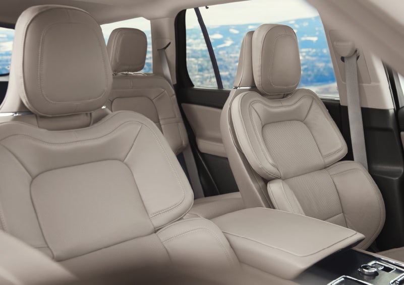 The interior of a 2024 Lincoln Aviator® SUV in the Sandstone interior color | Vision Lincoln in Wahpeton ND